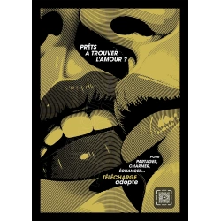 Affiche originale "ADOPTE un MEC", "Prêts à trouver l'amour, OR"