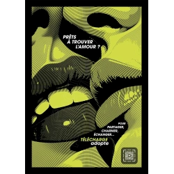 Affiche originale "ADOPTE un MEC", "Prêts à trouver l'amour, vert fluo"
