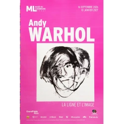 Andy Warhol, affiche originale de l'exposition "La ligne et l’image" au Musée du Luxembourg