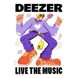 Affiche originale DEEZER "Live the Music" (danseur avec guitare)