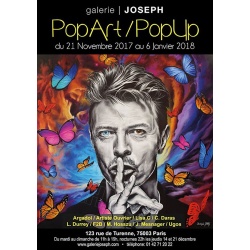 Affiche originale de l’exposition Pop Art/Pop Up (Portrait de David Bowie) pour la galerie Joseph