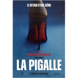 Affiche originale Louboutin "She's Back!, La Pigalle", visuel bleu