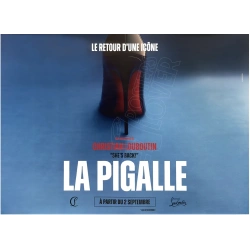 Affiche originale Louboutin "She's Back!, La Pigalle", visuel bleu