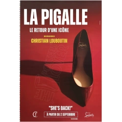 Affiche originale Louboutin "She's Back!, La Pigalle", visuel rouge