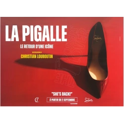 Affiche originale Louboutin "She's Back!, La Pigalle", visuel rouge