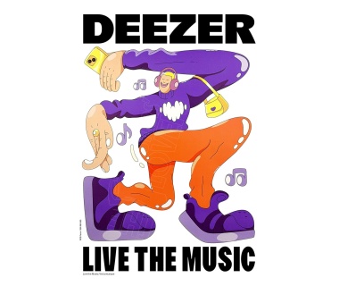 Affiche originale DEEZER "Live the Music" (danseur avec sac à main) 