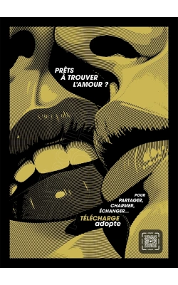 Affiche originale "ADOPTE un MEC", "Prêts à trouver l'amour, OR"