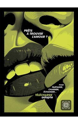 Affiche originale "ADOPTE un MEC", "Prêts à trouver l'amour, vert fluo"