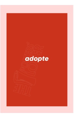 Affiche originale ADOPTE UN MEC, visuel logo sur fond rouge et rose