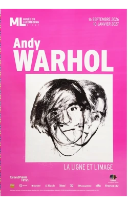 Andy Warhol, affiche originale de l'exposition "La ligne et l’image" au Musée du Luxembourg