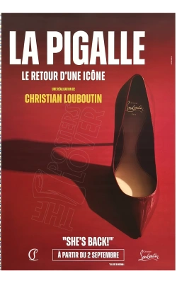 Affiche originale Louboutin "She's Back!, La Pigalle", visuel rouge